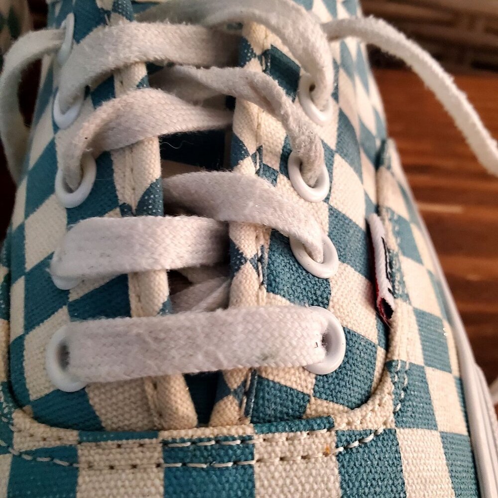 Vans Blue & White Checkerboard Canvas Lace-Up Sneakers Skateboard Mens Size 9.5 - Picture 5 of 15